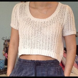 Crop knitted or crocheted top
